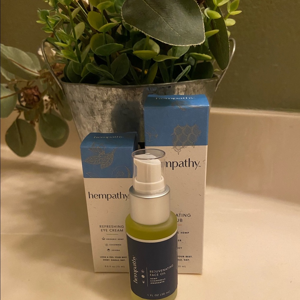 Hempathy rejuvenating face oil. Only 3 ingredients Hemp, Chamomile and Amaranth
